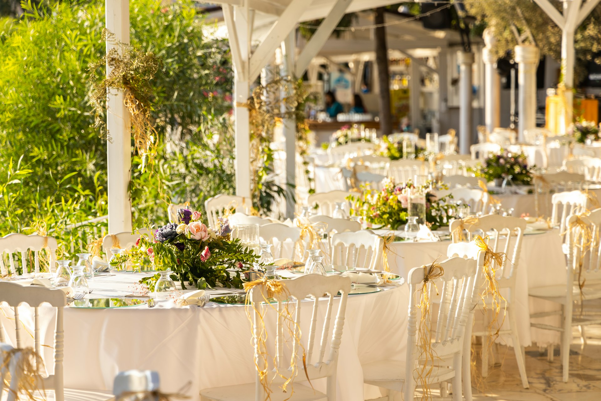 a table set up for a wedding reception